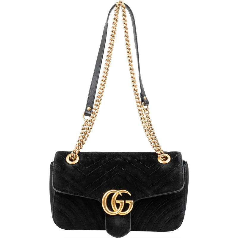 Gucci Matelassé Velvet GG Marmont Crossbody Bag
