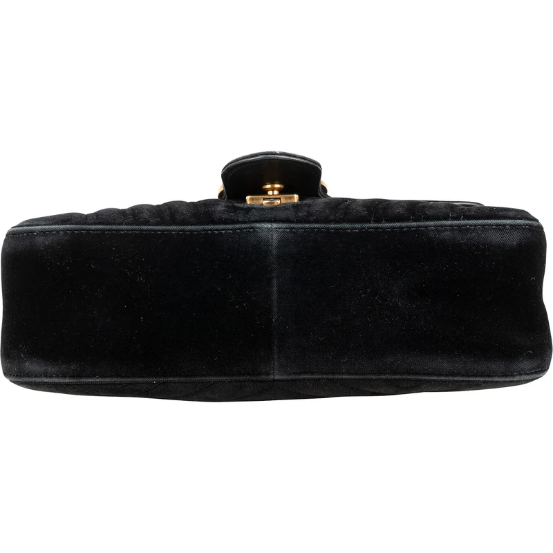 Gucci Matelassé Velvet GG Marmont Crossbody Bag