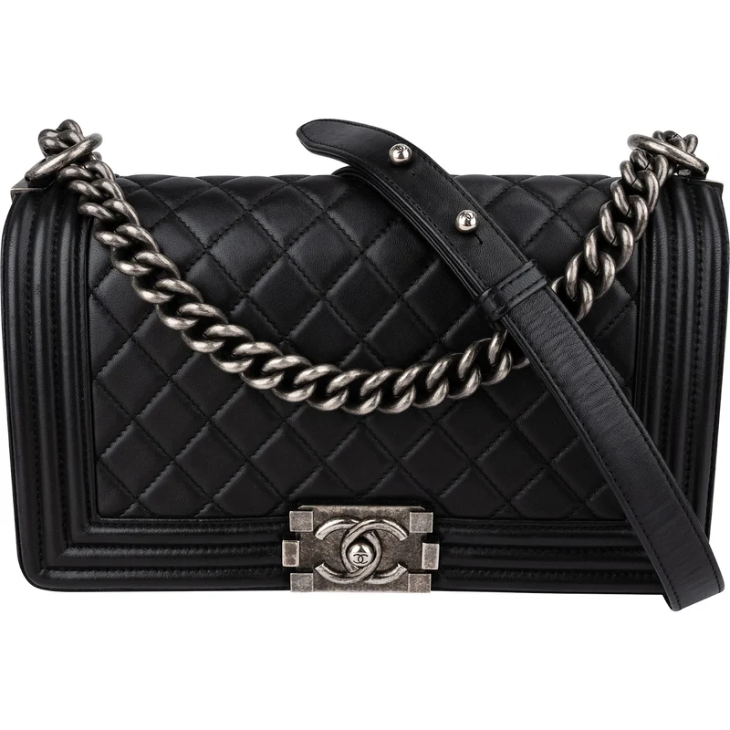 Chanel Quilted Lambskin Medium Boy Single Flap Crossbody Bag