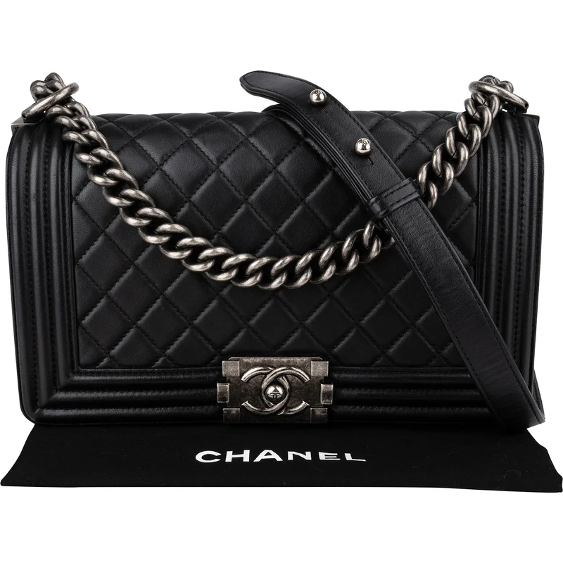 Chanel Quilted Lambskin Medium Boy Single Flap Crossbody Bag