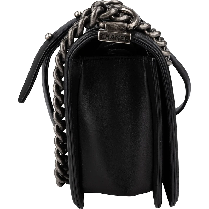Chanel Quilted Lambskin Medium Boy Single Flap Crossbody Bag