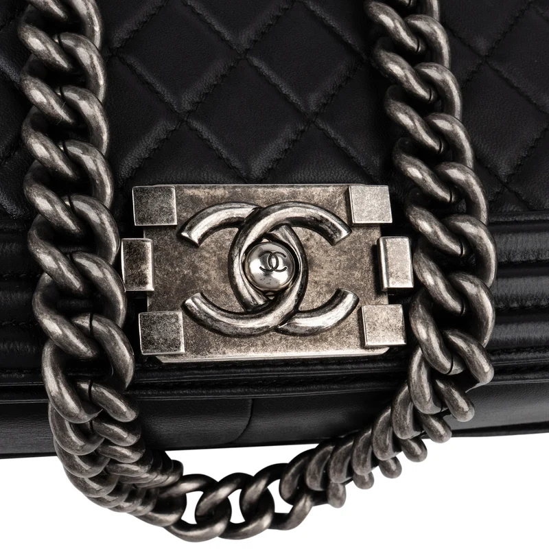 Chanel Quilted Lambskin Medium Boy Single Flap Crossbody Bag