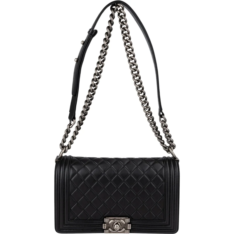 Chanel Quilted Lambskin Medium Boy Single Flap Crossbody Bag