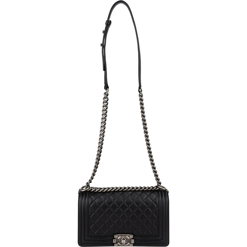 Chanel Quilted Lambskin Medium Boy Single Flap Crossbody Bag
