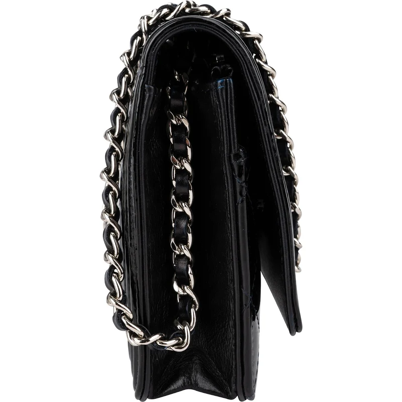 Chanel Patent Leather Quilted Boy Wallet On Chain Crossbody Bag