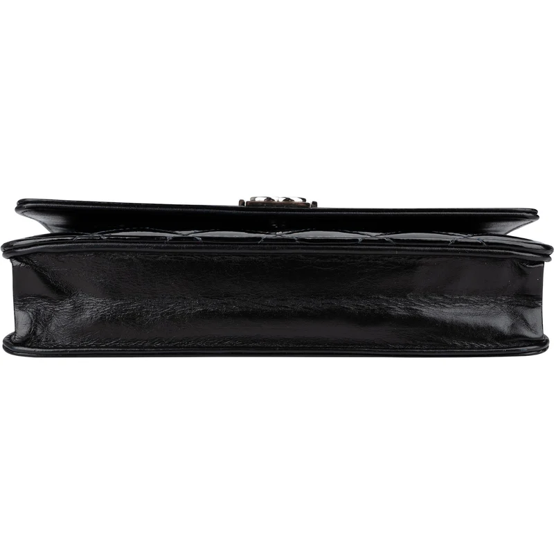 Chanel Patent Leather Quilted Boy Wallet On Chain Crossbody Bag