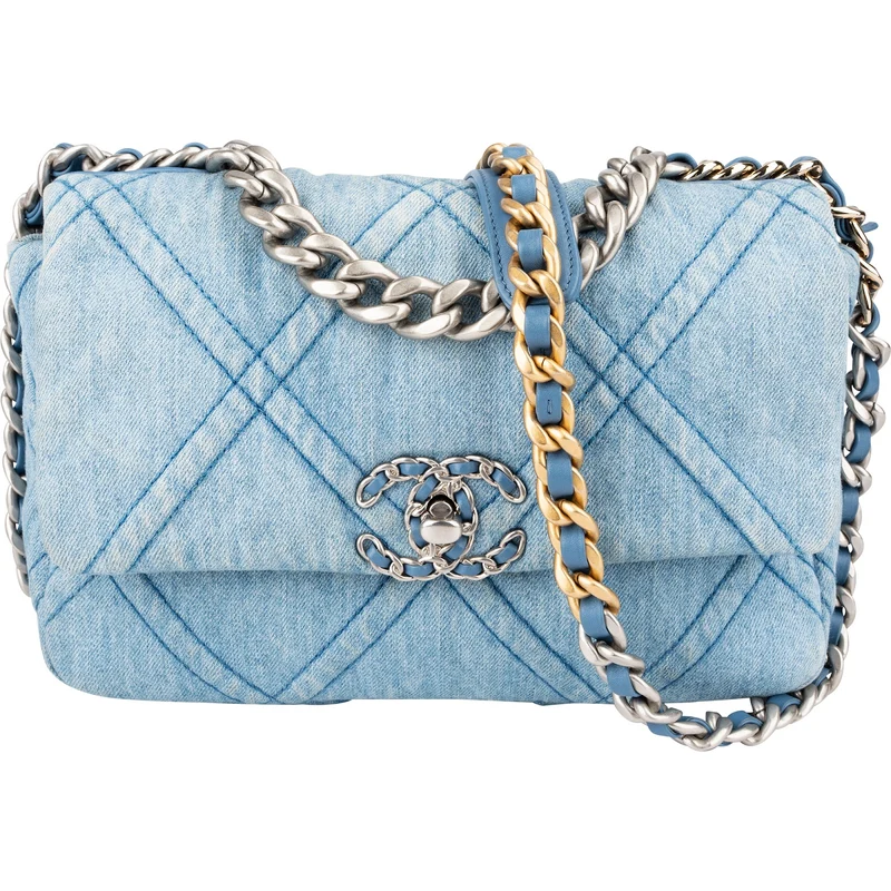 Chanel 19 Quilted Denim Single Flap Crossbody Bag