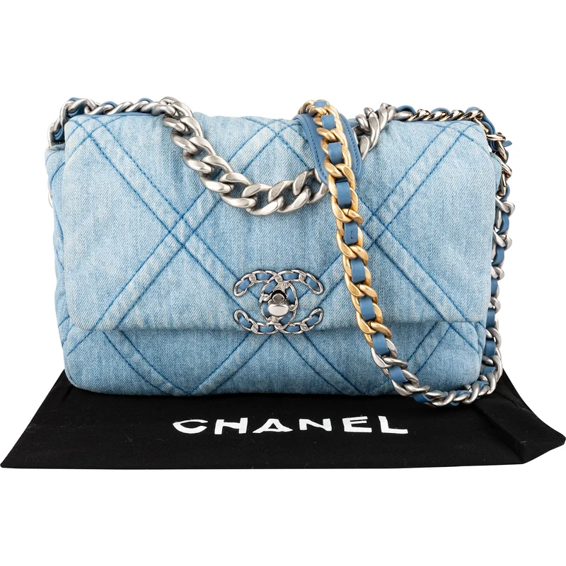 Chanel 19 Quilted Denim Single Flap Crossbody Bag