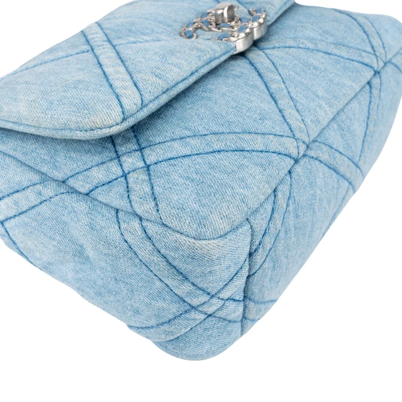 Chanel 19 Quilted Denim Single Flap Crossbody Bag