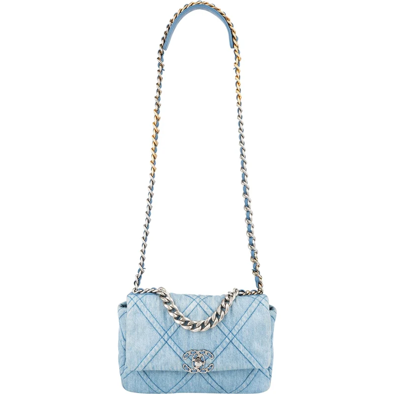 Chanel 19 Quilted Denim Single Flap Crossbody Bag