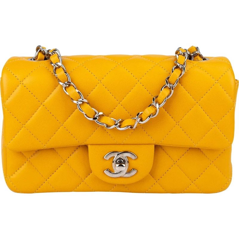 Chanel Quilted Lambskin Palladium Mini Rectangular Single Flap Crossbody Bag