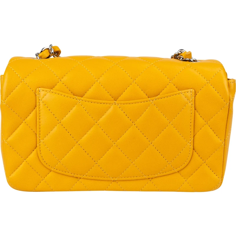 Chanel Quilted Lambskin Palladium Mini Rectangular Single Flap Crossbody Bag