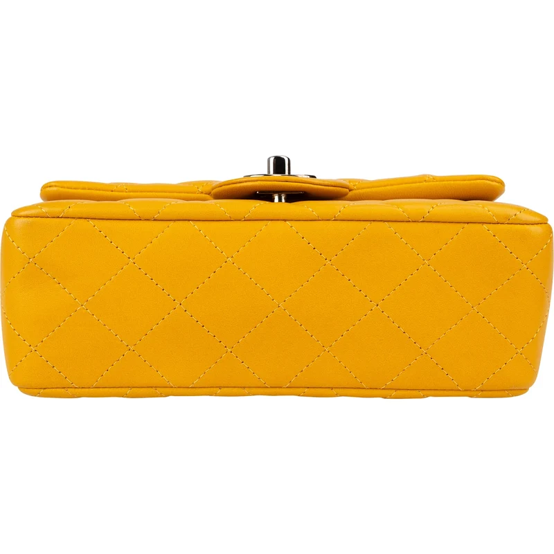 Chanel Quilted Lambskin Palladium Mini Rectangular Single Flap Crossbody Bag