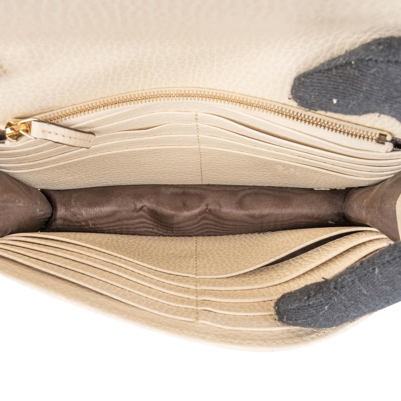 Gucci Grained Leather Interlocking GG Wallet On Chain Crossbody Bag