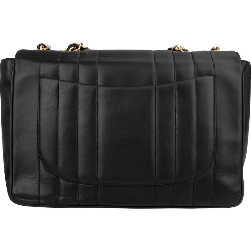 Chanel Vertical Quilted Lambskin 24K Gold Jumbo Single Flap Crossbody Bag