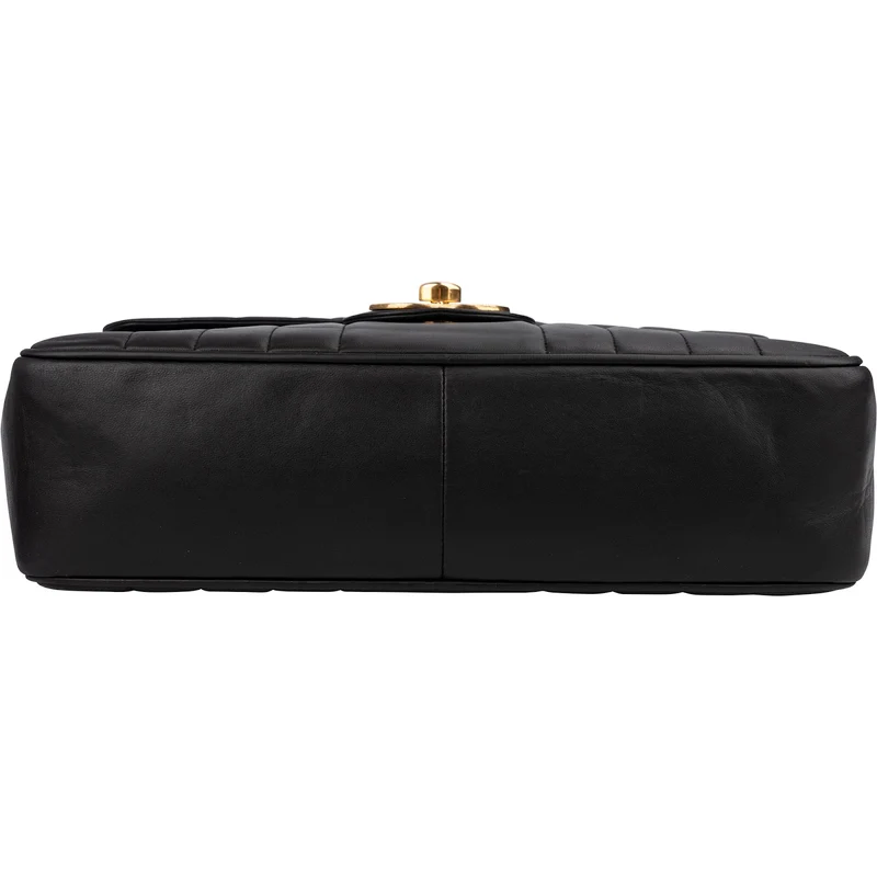 Chanel Vertical Quilted Lambskin 24K Gold Jumbo Single Flap Crossbody Bag