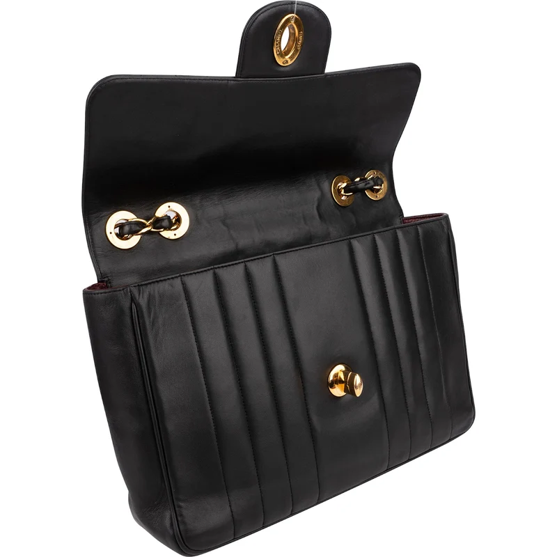 Chanel Vertical Quilted Lambskin 24K Gold Jumbo Single Flap Crossbody Bag