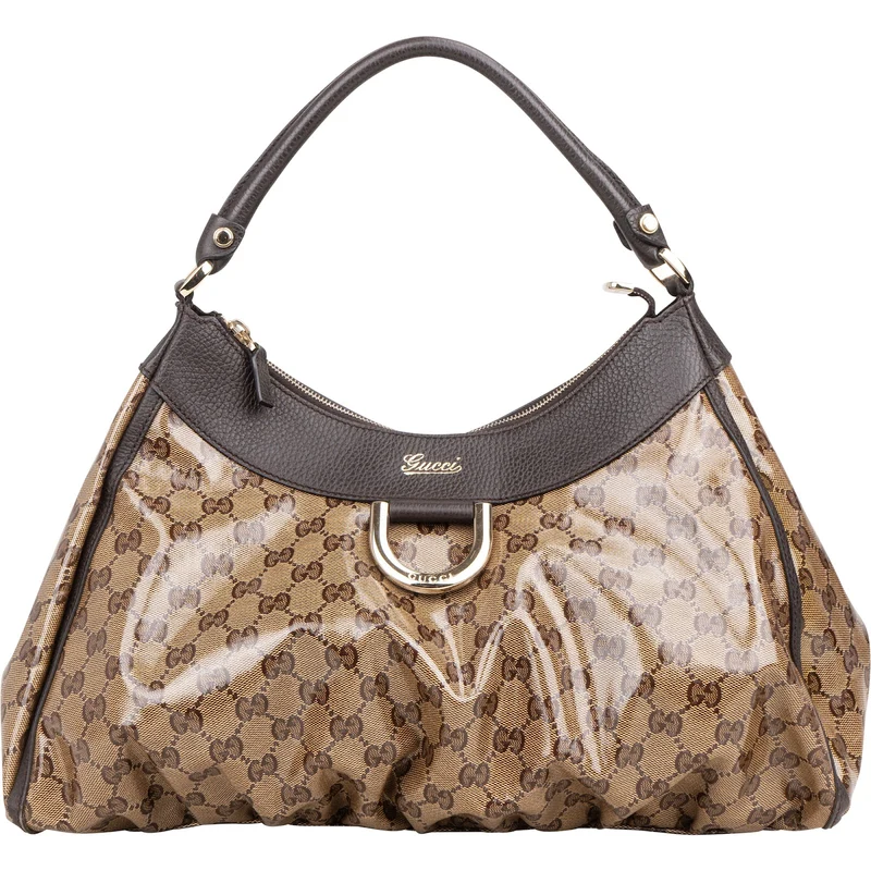 Gucci Monogram GG Crystal Abbey D-Ring Hobo Shoulder Bag