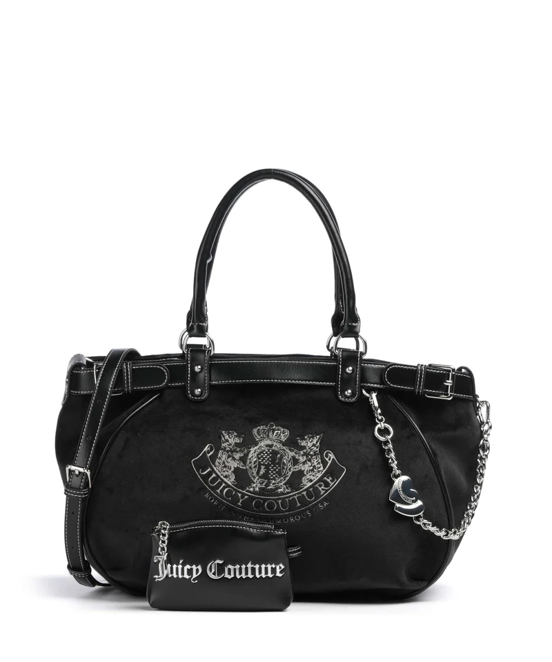 Juicy Couture Twig Narrative Velvet L Shopper black