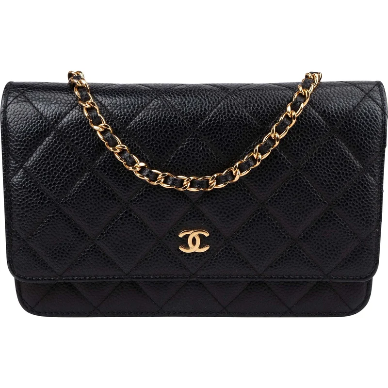 Chanel Quilted Caviar Leather CC Wallet On Chain Crossbody Bag