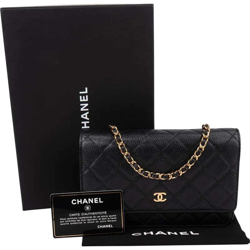 Chanel Quilted Caviar Leather CC Wallet On Chain Crossbody Bag