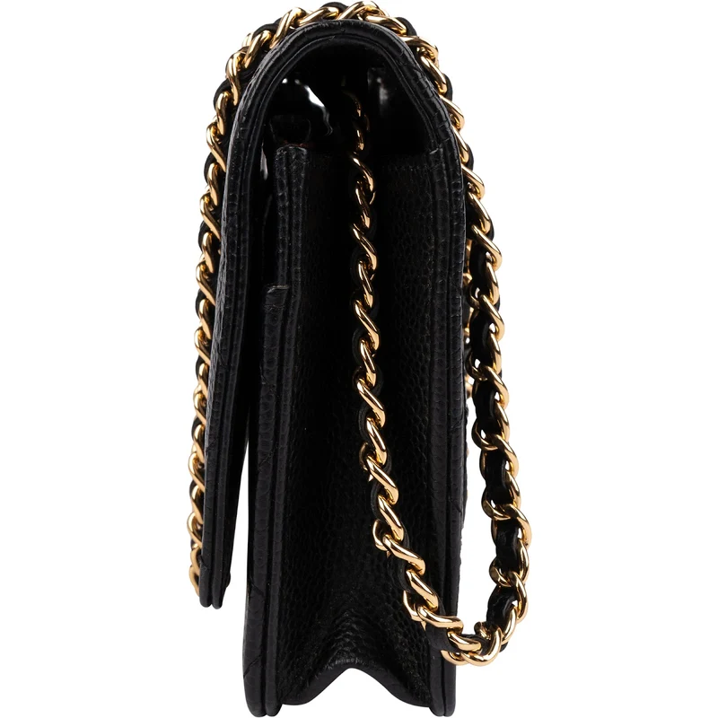 Chanel Quilted Caviar Leather CC Wallet On Chain Crossbody Bag