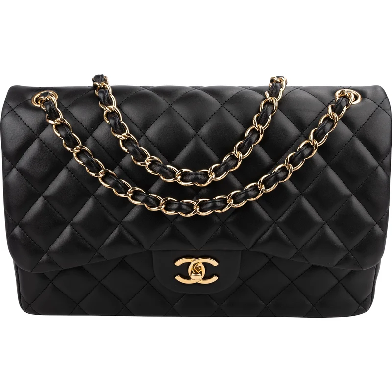 Chanel Quilted Lambskin Jumbo Double Flap Crossbody Bag