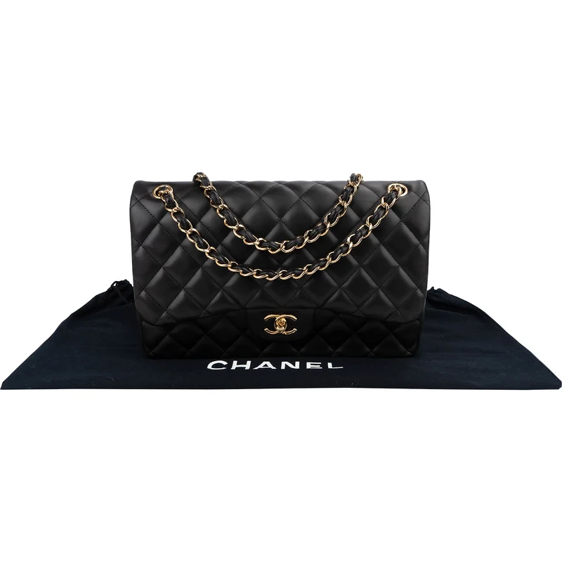 Chanel Quilted Lambskin Jumbo Double Flap Crossbody Bag