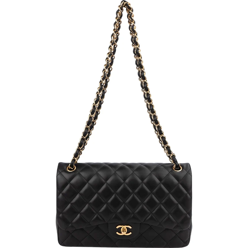 Chanel Quilted Lambskin Jumbo Double Flap Crossbody Bag