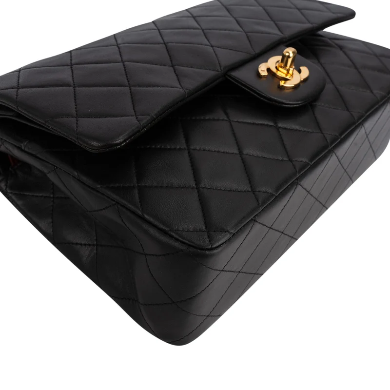 Chanel Quilted Lambskin 24K Gold Medium Double Flap Shoulder Bag