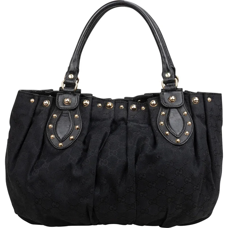Gucci Monogram GG Canvas Studded Hysteria Tote Handbag