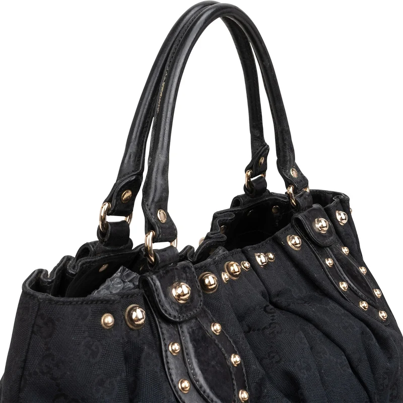 Gucci Monogram GG Canvas Studded Hysteria Tote Handbag