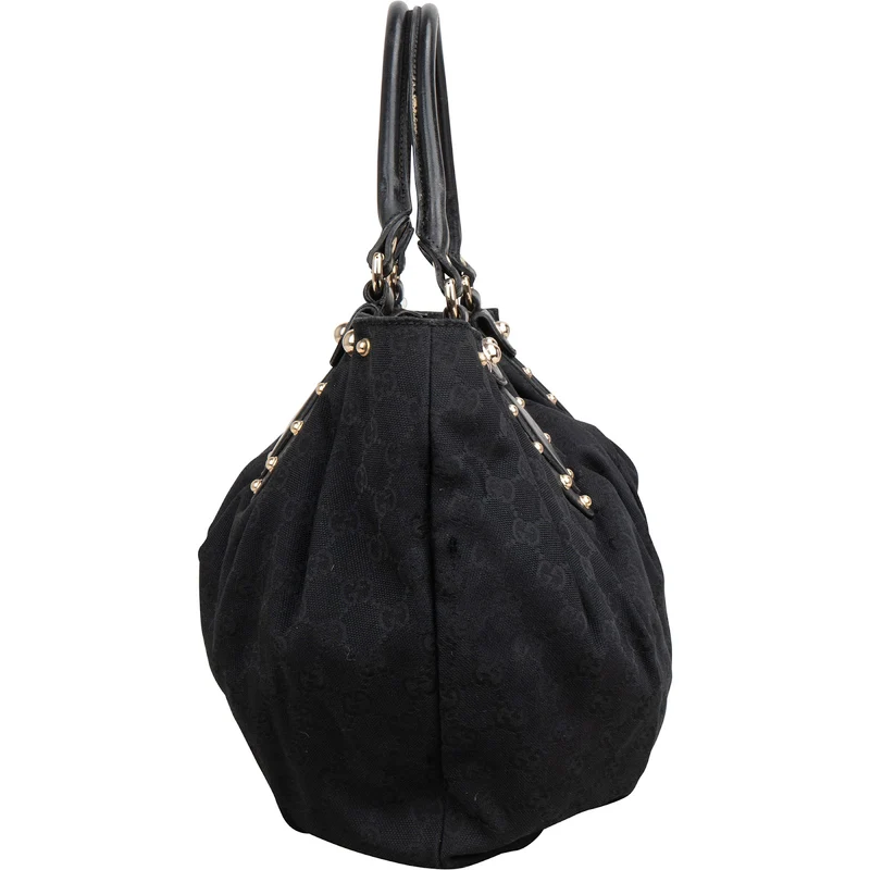 Gucci Monogram GG Canvas Studded Hysteria Tote Handbag