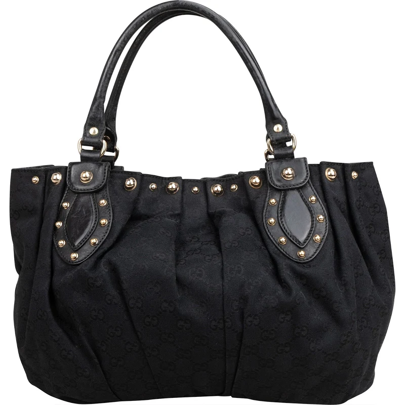 Gucci Monogram GG Canvas Studded Hysteria Tote Handbag