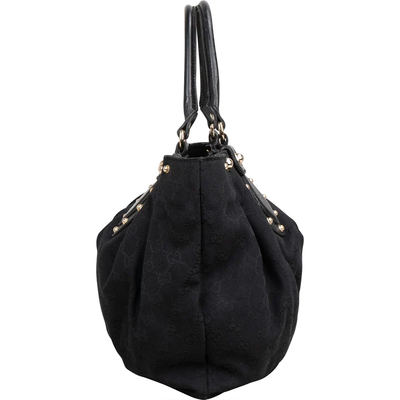Gucci Monogram GG Canvas Studded Hysteria Tote Handbag