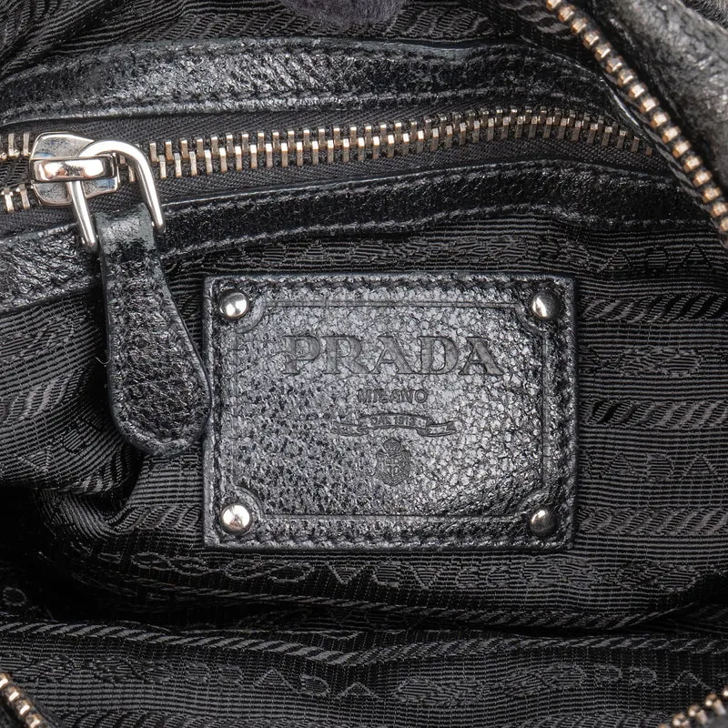 Prada Vitello Daino Ruched Hobo Shoulder Bag