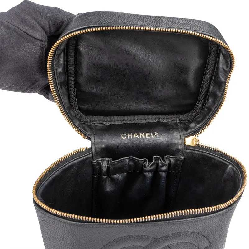 Chanel Caviar Leather CC Vanity Case Handbag