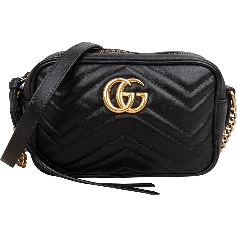 Gucci Chevron Matelassé Leather GG Marmont Mini Camera Crossbody Bag