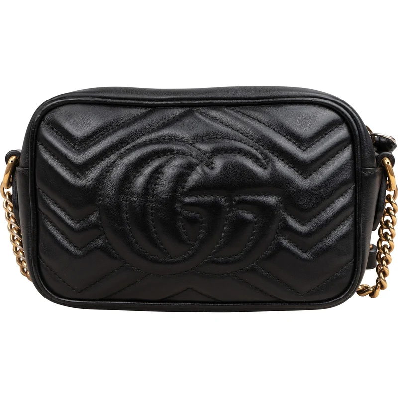Gucci Chevron Matelassé Leather GG Marmont Mini Camera Crossbody Bag