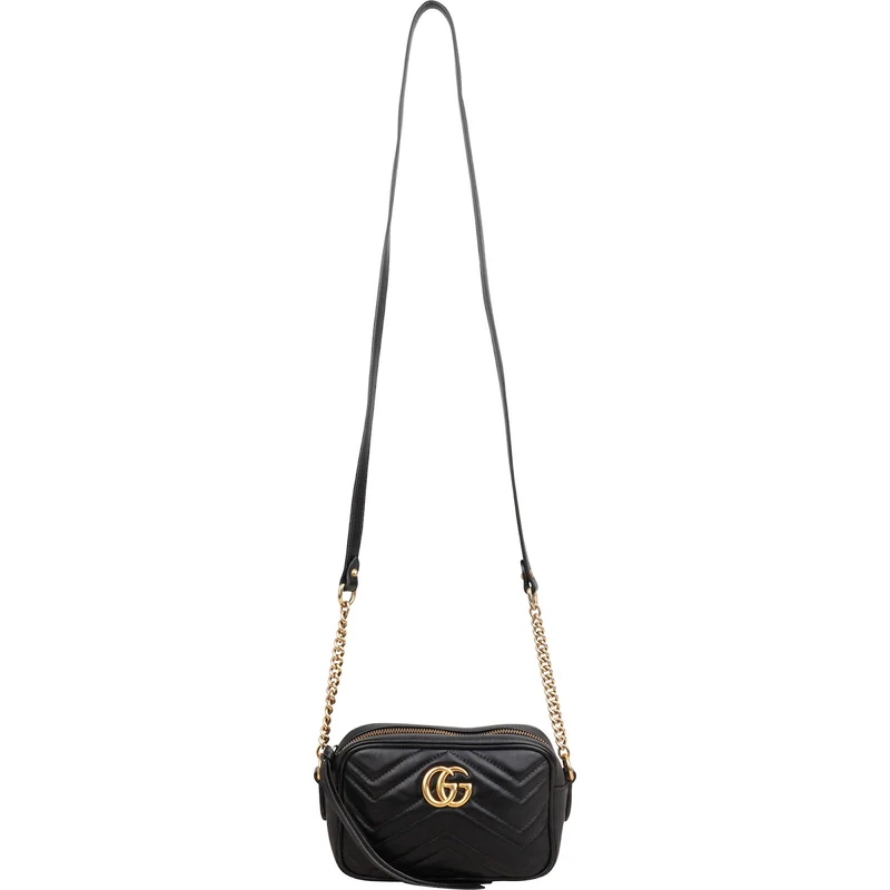 Gucci Chevron Matelassé Leather GG Marmont Mini Camera Crossbody Bag