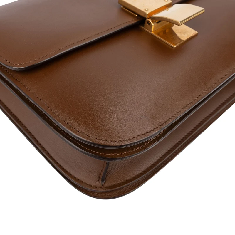 Celine Classic Brown Boxcalf Leather Medium Boc Crossbody Bag