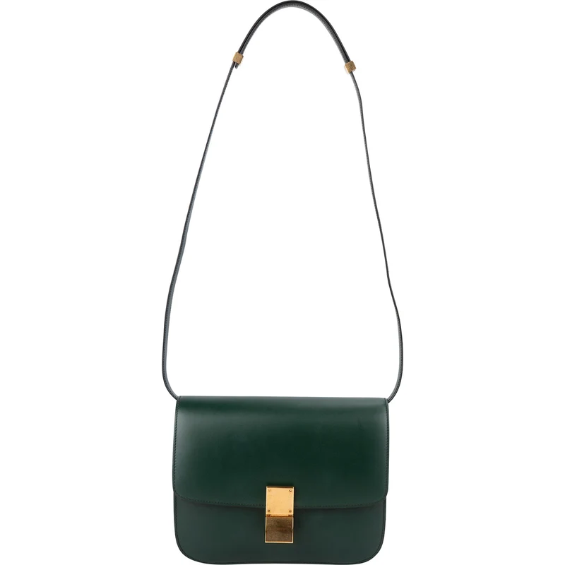 Celine Classic Dark Green Boxcalf Leather Medium Box Crossbody Bag