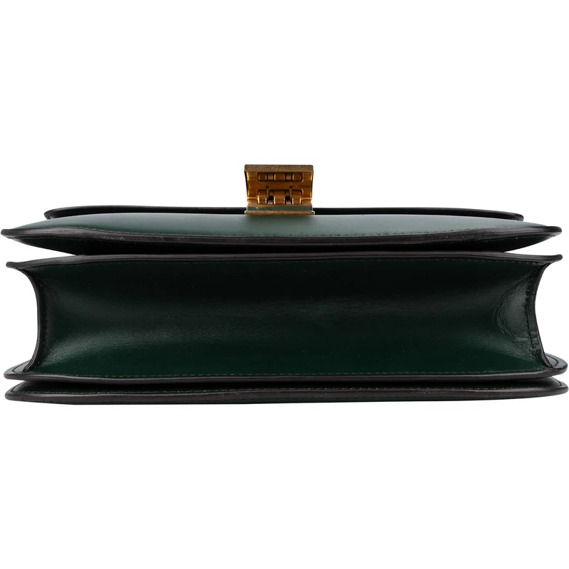 Celine Classic Dark Green Boxcalf Leather Medium Box Crossbody Bag