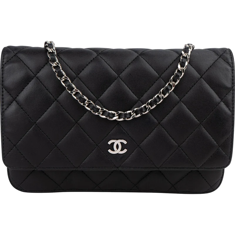 Chanel Quilted Lambskin Palladium Wallet On Chain Crossbody Bag