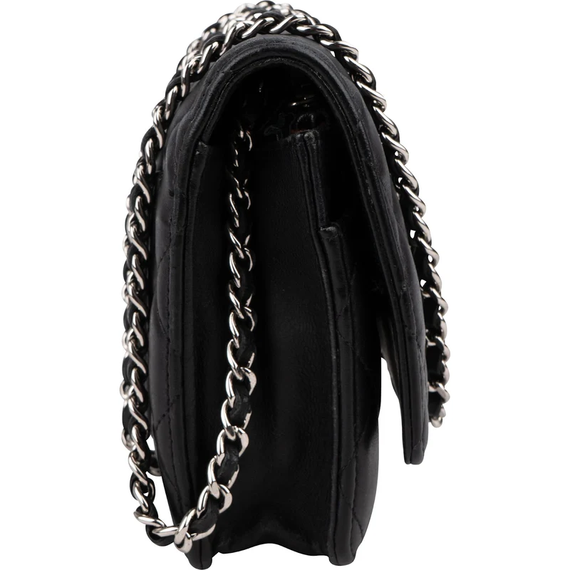 Chanel Quilted Lambskin Palladium Wallet On Chain Crossbody Bag
