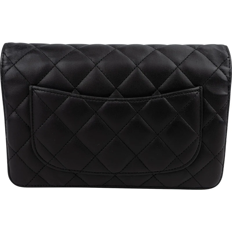 Chanel Quilted Lambskin Palladium Wallet On Chain Crossbody Bag