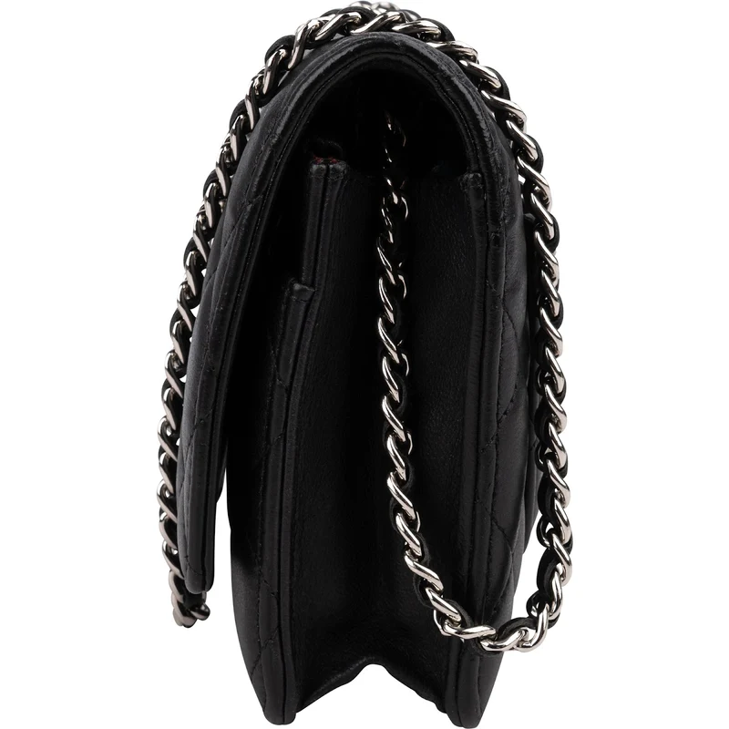 Chanel Quilted Lambskin Palladium Wallet On Chain Crossbody Bag