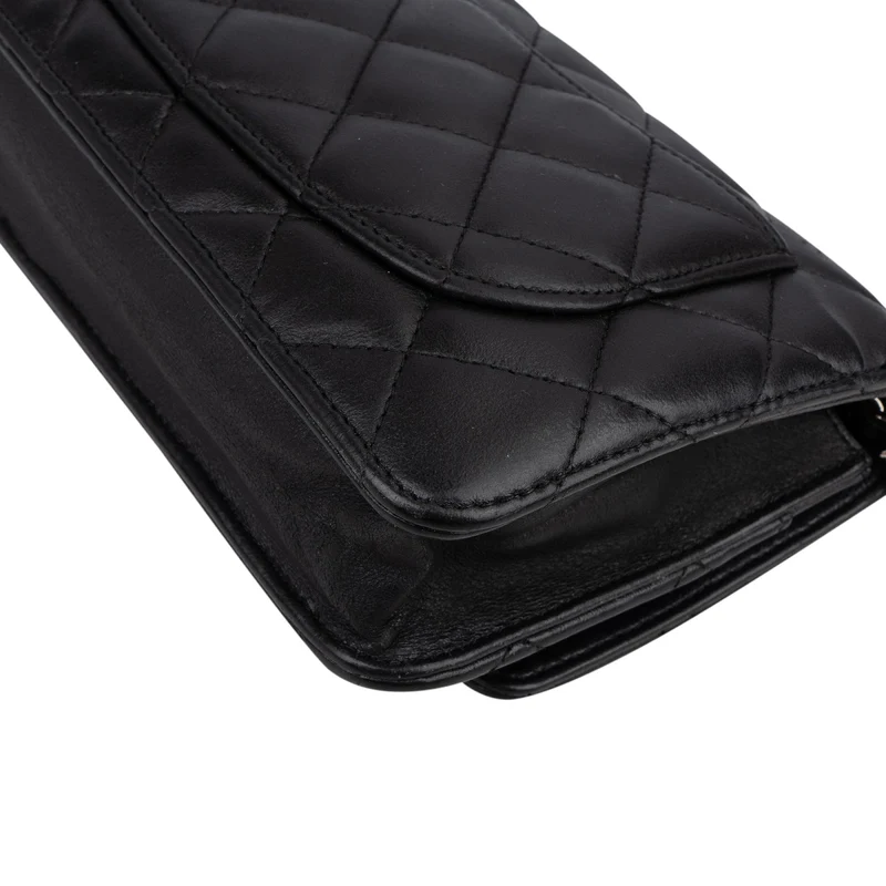 Chanel Quilted Lambskin Palladium Wallet On Chain Crossbody Bag