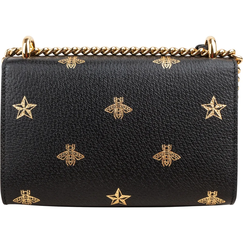 Gucci Grained Leather Padlock Bee Star Print Small Crossbody Bag