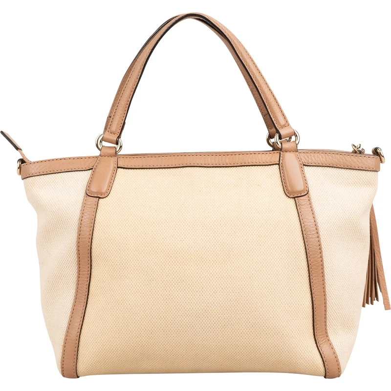 Gucci Perforated Leather Canvas Soho GG Tote Handbag